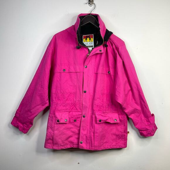 Vintage 80s Kakadu Traders Pink Outback Utility Workwear Distressed Jacket M - Picture 1 of 14